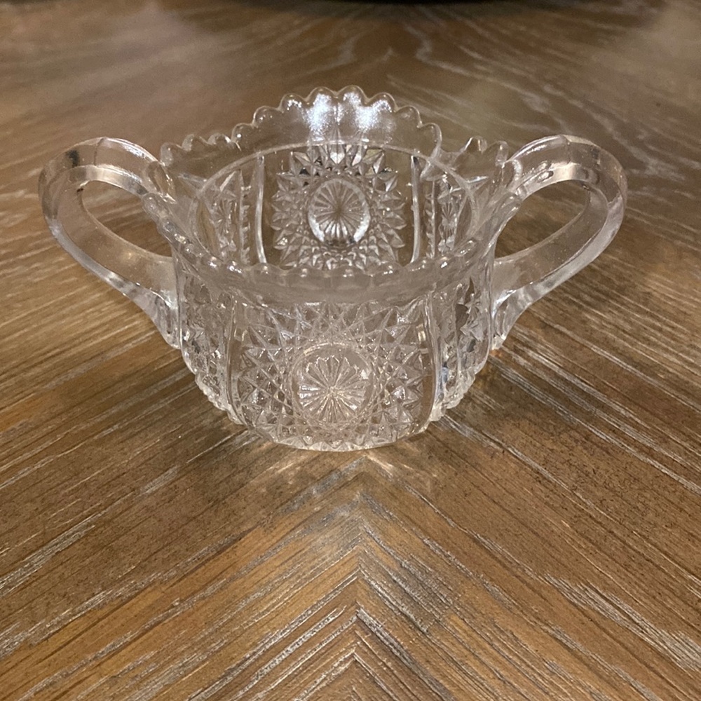 Vintage pressed glass sugar bowl